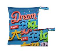 WDdZzyy Dream Big Slogan Star Blue - Bolsa con cremallera para guardería, paquete de 2 artículos esenciales de viaje para bebés con asas para bañarse