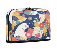 WDdZzyy Estuche azul de osos polares japoneses de gran capacidad, bolsa de maquillaje de gran apertura, estuche de papelería para adolescentes universitarios