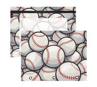 WDdZzyy Estuche para lápices de béisbol de dibujos animados, resistente, con 3 agujeros para carpeta de 3 anillos, paquete de 2 suministros para el aula de profesores