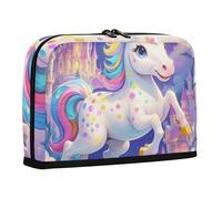 WDdZzyy Estuche para lápices de dibujos animados con diseño de unicornios arcoíris de gran capacidad, organizador de papelería suave para suministros de escuela secundaria preparada