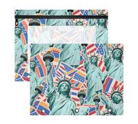 WDdZzyy Estuche resistente para bolígrafos con diseño de estatua de la libertad de dibujos animados para cartas de papel A4, paquete de 2 suministros universitarios para estudiantes