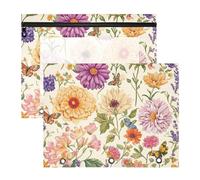 WDdZzyy Fall Flowers - Estuche transparente con 3 agujeros para cartas de papel A4, diseño de abejas, mariposas, abejas, color beige, paquete de 2
