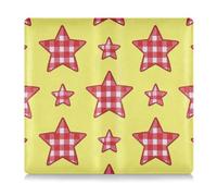 WDdZzyy Funda de piel sintética amarilla con diseño de dibujos animados a cuadros y estrellas amarillas para registro de coche y tarjeta de seguro, funda para accesorios para conductores, propietarios