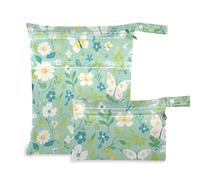 WDdZzyy Green Fresh Summer Flower prop1 - Bolsas secas pequeñas, paquete de 2 artículos esenciales de viaje para bebés con asas para pañales de bebé