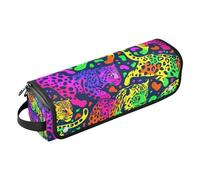 WDdZzyy Guepardos de color neón 2 en 1 organizador de herramientas para el cabello y alfombrilla resistente al calor, funda de transporte de doble capa para hierro plano y accesorios para el cuidado