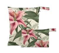 WDdZzyy Guyana Regia Lily Beauty Summer Flower Bolsa húmeda para pañales a prueba de desorden, paquete de 2 artículos esenciales de viaje para bebés con asas para viajes