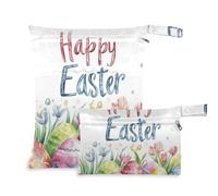 WDdZzyy Happy Easter Bunny - Bolsas húmedas a prueba de desorden, paquete de 2 bolsas húmedas para traje de baño con asas para yoga