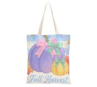 WDdZzyy Hello Fall - Bolsa de lona azul a cuadros para mujer, con bolsillos con asas, reutilizable, para Navidad, regalos de Navidad a granel