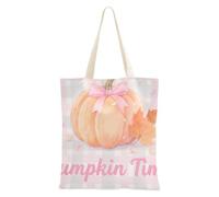 WDdZzyy Hello Fall - Bolsa de lona rosa a cuadros para mujer, con bolsillos con asas, reutilizables, para amigos, regalos de cumpleaños