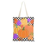 WDdZzyy Hello Fall - Bolsas de lona reutilizables a cuadros para mujer, con bolsillos y asas, reutilizables, regalos geniales para amigas