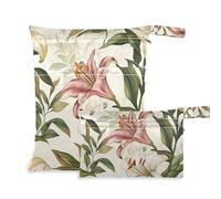WDdZzyy Italy Lily Lilium Beauty Flowers - Bolsa impermeable para pañales, paquete de 2 bolsas de pañales esenciales con asas para piscina