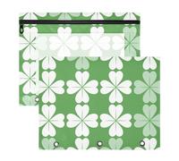 WDdZzyy Leaf Clover - Carpeta de dibujos animados de San Patricio con cremalleras suaves, bolsillo de 3 agujeros para cartas de papel A4, paquete de 2 unidades para estudiantes