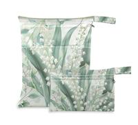 WDdZzyy Lily of Valley Bellflower Fresh - Bolsa con cremallera para mojado, paquete de 2 artículos esenciales de viaje para volar con asas para escenarios