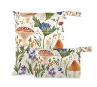 WDdZzyy Meadow Mushroom Wildflower - Bolsa a prueba de desorden para pañales, paquete de 2 bolsas de pañales esenciales con asas para pañales de bebé
