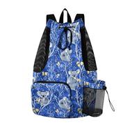 WDdZzyy Mochila de playa con cordón, bolsa de piscina con bolsillos, bolsa de cuerda para tirar en húmedo y seco, arte Koala azul rey