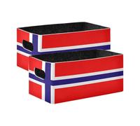 WDdZzyy Paquete de 2 cestas de almacenamiento de tela decorativas con bandera de Noruega, plegables para armario, estante, tocador