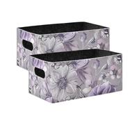 WDdZzyy Paquete de 2 contenedores de almacenamiento de tela bohemia, diseño floral, color morado y gris