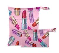 WDdZzyy Pintalabios con purpurina falsa, color rosa, reutilizable, impermeable, bolsa seca, paquete de 2 bolsas de pañales esenciales con asas para guardería