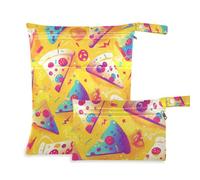 WDdZzyy Pizza Mystery Yellow Bolsas secas reutilizables pequeñas, paquete de 2 artículos esenciales de viaje para bebés con asas para escenario