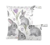 WDdZzyy Puple Lily Calla Cute Bunnies prop1 - Bolsas a prueba de agua, paquete de 2 artículos esenciales de viaje para bebés con asas para viajes
