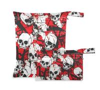 WDdZzyy Skull Red Terrible - Bolsas impermeables impermeables para viajes, paquete de 2 artículos esenciales de viaje para bebés con asas para viajes