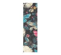 WDdZzyy Skulls - Rollo de cinta de agarre de mariposa retro con flores para monopatín, cinta de agarre de fusión antidesgarro para scooters, repuesto para patineta de 83 x 22 cm