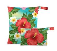 WDdZzyy Summer Plumeria - Bolsa de ropa de gimnasio a prueba de desorden con flores de hibisco, paquete de 2 artículos esenciales de viaje para bebé con asas para guardería