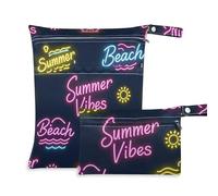 WDdZzyy Sun Neon Summer Vibes Beach - Bolsas de baño a prueba de desorden, paquete de 2 artículos esenciales de viaje para bebé con asas para yoga