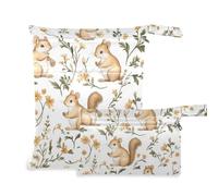 WDdZzyy Sweet Squirrel Animal - Bolsa impermeable reutilizable de color blanco, paquete de 2 artículos esenciales de viaje para volar con asas para escenarios