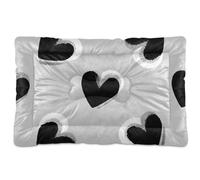 WDdZzyy Tapete lavable para mascotas con diseño de corazones negros, suave, cómodo, parte inferior antideslizante para perros grandes, grandes, medianos, pequeños, 36 x 24 pulgadas
