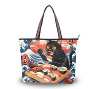 WDdZzyy Wave - Bolsos de tela de seda japoneses con cremallera para gatos, bolsos de moda para mujer 2025