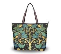 WDdZzyy William Morris Green Life Tree - Bolsa de tela de seda con cremallera y cremallera para mujer, William Morris Green Life Tree, Medium