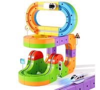 Wdebay KlickRail - Kit de ferrocarril eléctrico de 48 piezas con coches motorizados y diseños 3D incrustados antigravitacionales. Juguete modular para niños de 3 a 8 años, 3-5, 6-7 años