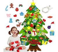 WDEC Fieltro Árbol de Navidad, Árbol de Navidad DIY con 50 Luces LED 34 Unids Adornos para Niños Puerta del Hogar Decoración de Pared, Navidad Decoración los Ornamentos Desmontables