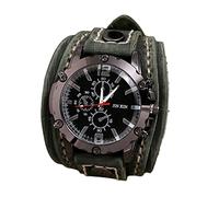 Wdfnexalai Reloj de pulsera punk vintage de piel sintética con correa de cinturón y números romanos, verde, 27.8 cm