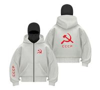 WDGYZZXJ Sudadera con Capucha Y Pasamontañas con Cremallera para Hombre para C.C.C.P Ropa De Abrigo con Capucha Doble Sudadera De Manga Larga Chaquetas A Prueba-QHS||XL