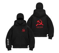 WDGYZZXJ Sudadera con Capucha Y Pasamontañas con Cremallera para Hombre para C.C.C.P Ropa De Abrigo con Capucha Doble Sudadera De Manga Larga Chaquetas A Prueba-HeiS||XL