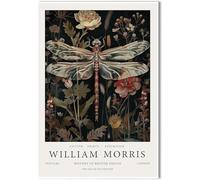 WDHBI HEKA Póster de William Morris con diseño de libélula, arte de pared, pintura retro sobre lienzo, impresión de William Morris para decoración de sala de estar, 60 x 90 cm, sin marco