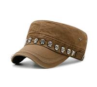 Wdhybwcx Gorra de Mujer a la Moda para Adultos Hip Hop Punk Rock Skull Rivet Flat Peaked Hats Hombres Primavera y otoño Gorras de béisbol Ajustadas-C5