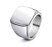 WDIYIEETN Anillos de sello personalizados de acero inoxidable pulido sólido para hombres y mujeres, regalo ideal para la familia, color plateado y negro, talla 5-14 para elegir, plata 8