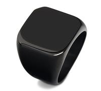 WDIYIEETN Anillos de sello personalizados de acero inoxidable pulido sólido para hombres y mujeres, regalo ideal para la familia, color plateado y negro, talla 5-14 para elegir, color negro 6