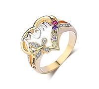 WDIYIEETN Joyería de moda 18k Oro colorido CZ Crystal Love Heart Butterfly Día de la madre Madre Madre Anillo (7)