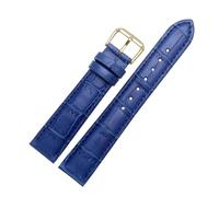 Wdjadp Correa de piel auténtica con relieve de cocodrilo de 12/14/16/18/20/22 mm, diseño de escamas de pez, adecuada tanto para ocasiones formales como informales.,Azul,18 mm