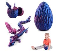 WDJLNZB Juguete de Dragones, Huevo de Dragón Impreso 3D, Dragón Articulado Fidget Toy Dragón Impreso en 3D, Realista Misterioso Dragón Juguete Figuras de Dragón Sorpresa Huevos de Dragón (Morado)