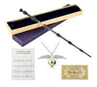WDKXCN Dumbledore Varita mágica de 37 cm Harry con núcleo de acero y resina, varita mágica HPotter Magic Varita Dumbledore en caja de regalo con tarjeta de hechizo, collar y ticket de estación