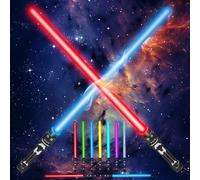WDKXCN Espada Laser Niños, 2 Piezas Lightsaber con Efecto de Sonido, 7 Colores Sable de Luz, 2 en 1 Sable Laser Telescópicos, Espadas de Juguete para Navidad Halloween Cumpleaños Regalos y Cosplay
