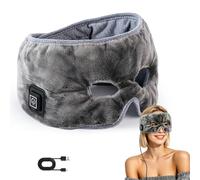 WDKXCN Máscara de Ojos Calentada, Ajustable Antifaz Calor Ojos con Cable USB y 3 Niveles de Calor, Suave Máscara Térmica Ojos para Mujeres y Hombres, para Aliviar la Fatiga Ocular, Gris