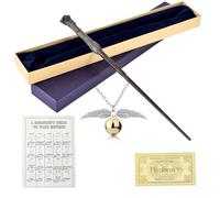 WDKXCN Varita Harry, 35CM Harry Varita de Acero y Resina, Mágica Varitas en Caja de Regalo con Tarjeta de Hechizo, Collar y Ticket de Estación