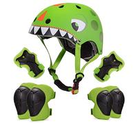 Wdmiya Casco Bicicleta Niños, Casco Infantil de 2-5 Años, Casco Ajustable de Dinosaurio, Protección de Seguridad, Casco y Almohadillas de Peso Ligero Transpirable para Scooter/Patinaje (Verde Set)