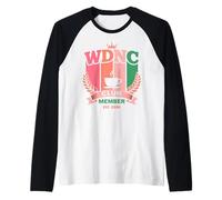 WDNC Club Member Crest We Do Not Care Funny Retro Elegante Camiseta Manga Raglan